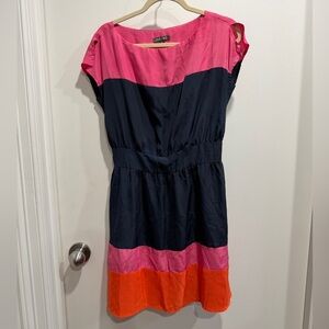 Roz & Ali Pink and Navy Colorblock Mini Dress